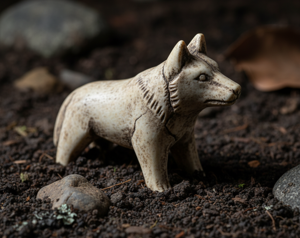 Ancient carved figure of a canid