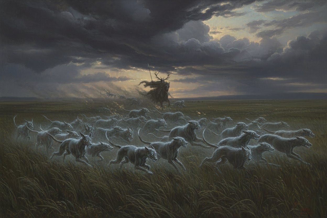 The Wild Hunt rides across the prairie